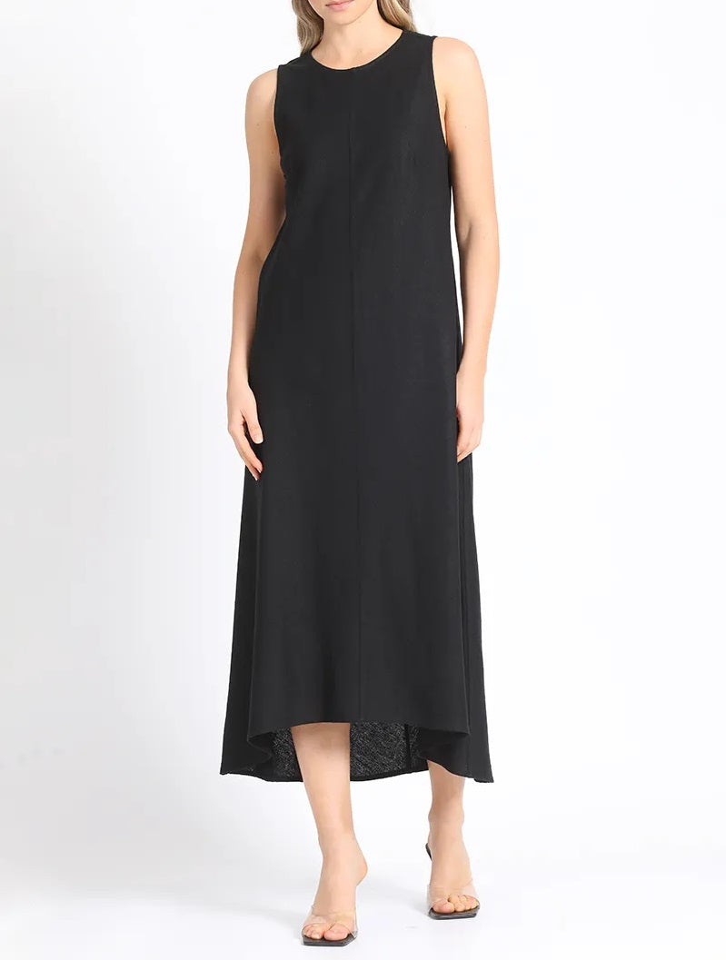 Vestido Mujer Halter Maxi Sesgado Lino Mix Negro