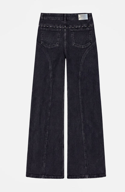 Pantalón Mujer Corte Tachas Wide Grey