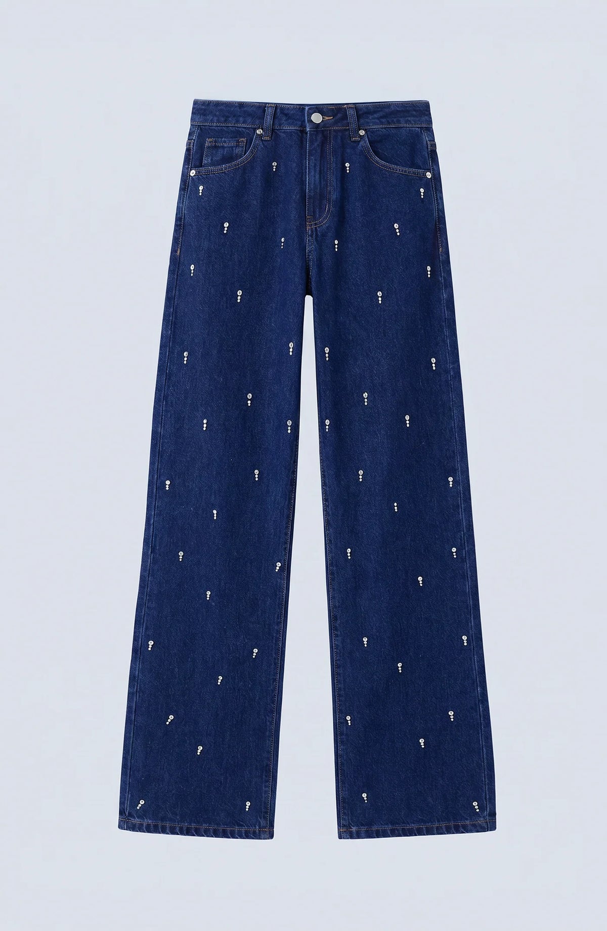 Pantalón Mujer Gotas Strass Indigo
