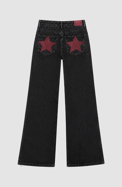 Pantalón Mujer Straight Estrella Black