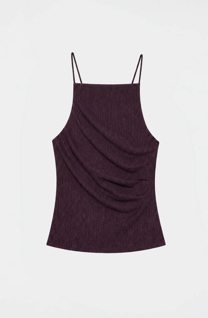 Top Mujer Drapeado Sin Espalda Burgundy