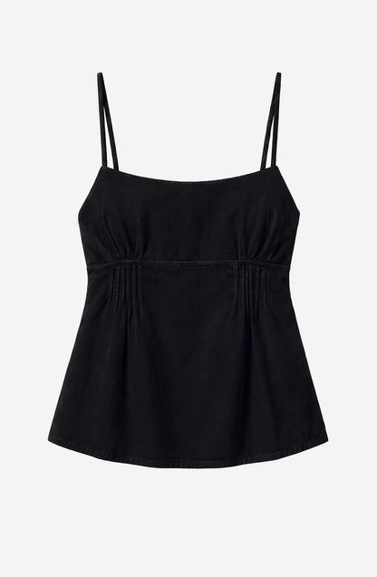 Top Mujer Escote Plisado Black