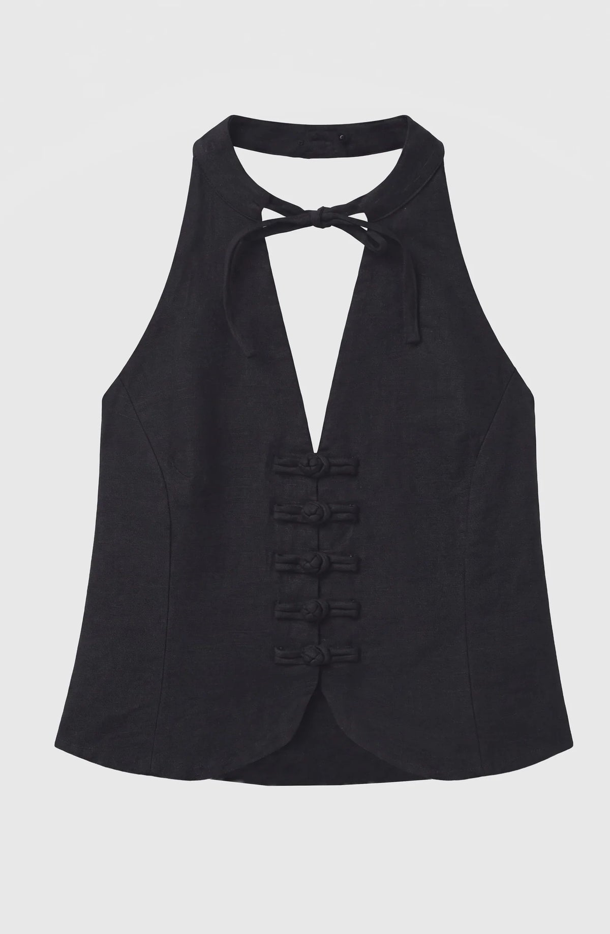 Top Mujer Halter Botones Black