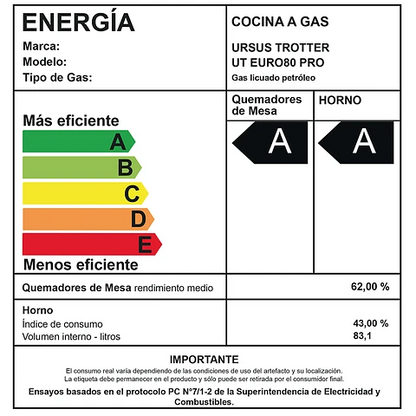 Cocina UT Euro80 PRO / Gas Licuado