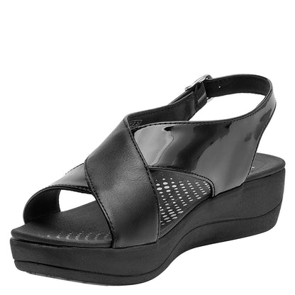 Sandalia Mujer Con Hebilla Ajustable Negro