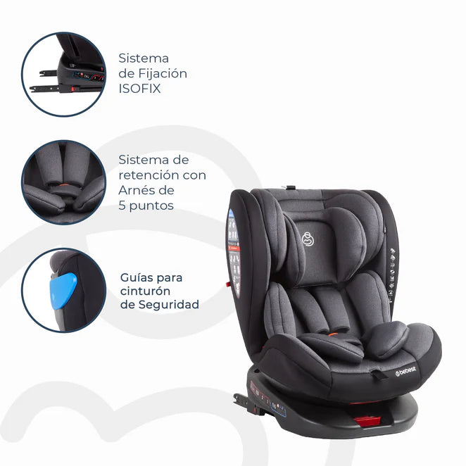 Silla de Auto Convertible 360° Isofix Saturn Gris