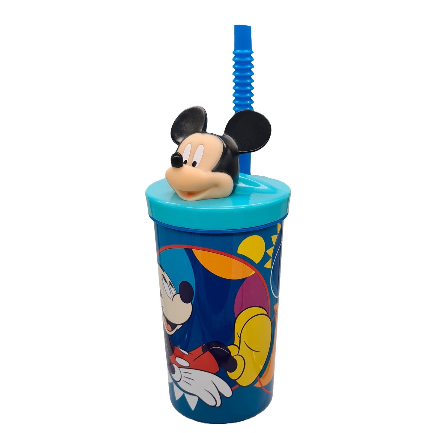 Vaso Con Bombilla Y Figura 3D 360Ml Mickey Azul