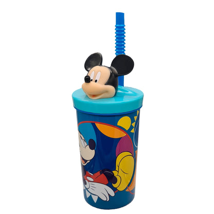 Vaso Con Bombilla Y Figura 3D 360Ml Mickey Azul