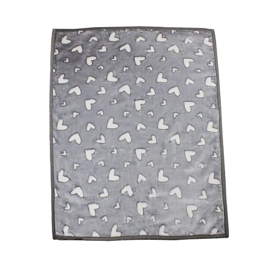Frazada Ultra Soft Corazones 80x110cm Gris
