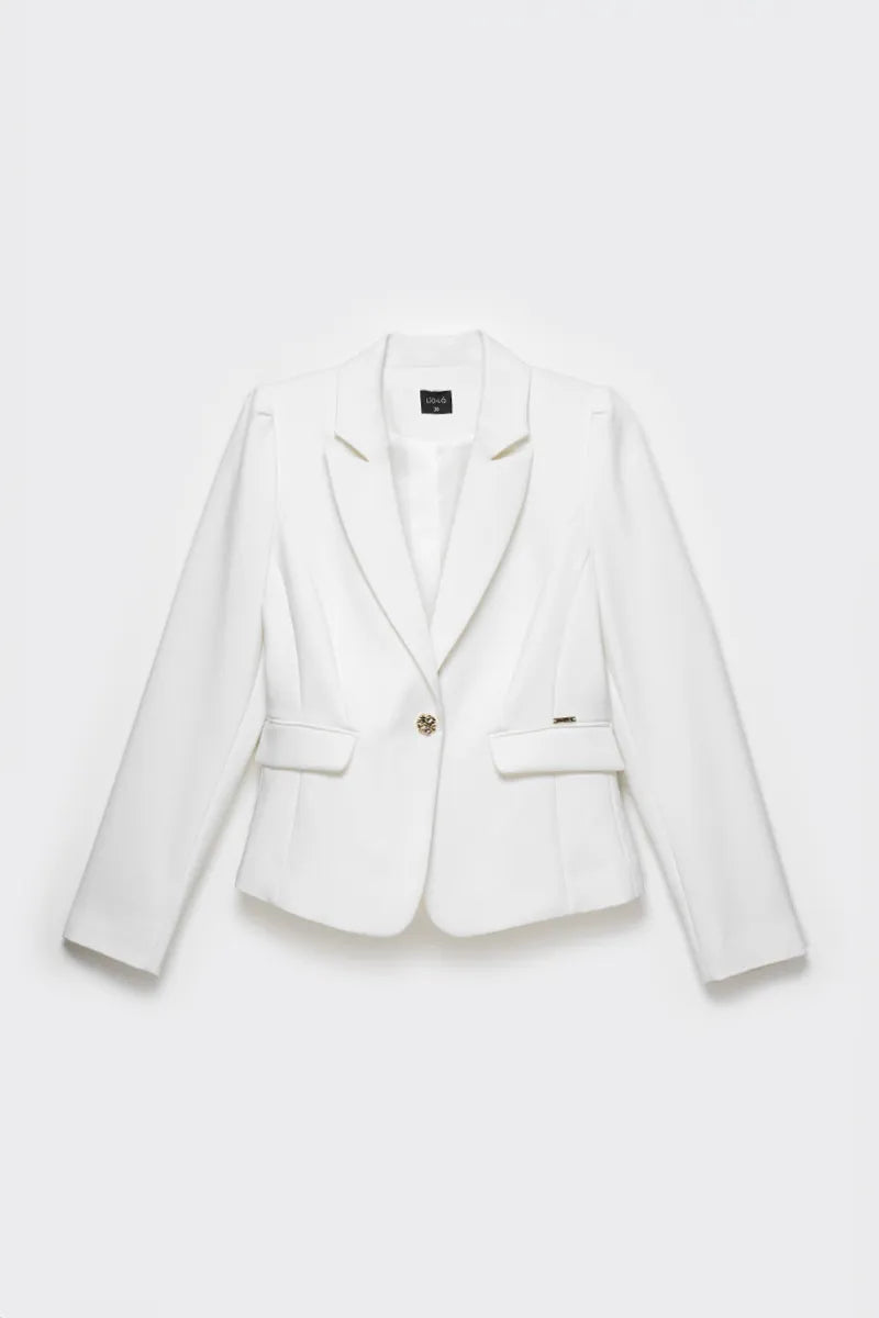 Blazer Mujer Entallado Hombro Frunces Crudo