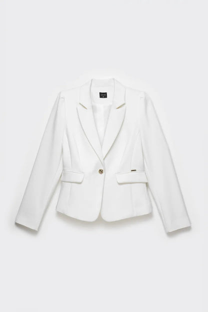 Blazer Mujer Entallado Hombro Frunces Crudo