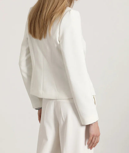 Blazer Mujer Entallado Hombro Frunces Crudo