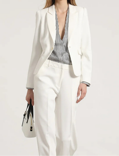 Blazer Mujer Entallado Hombro Frunces Crudo