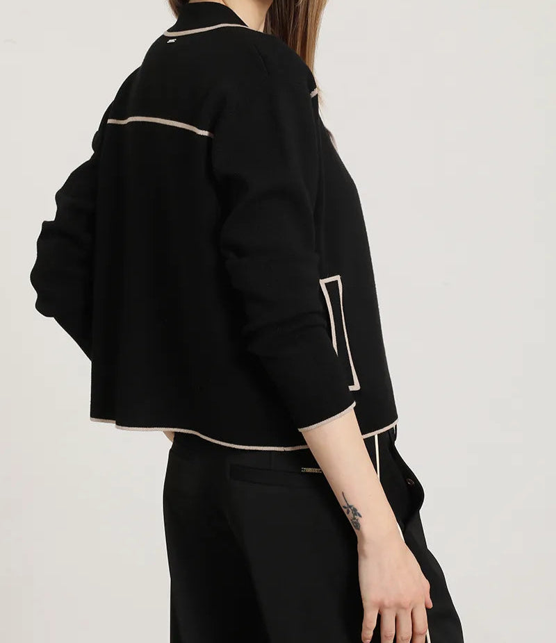 Chaqueta Mujer Punto Vivos Contratono Negro