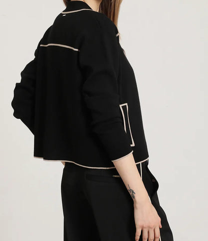 Chaqueta Mujer Punto Vivos Contratono Negro