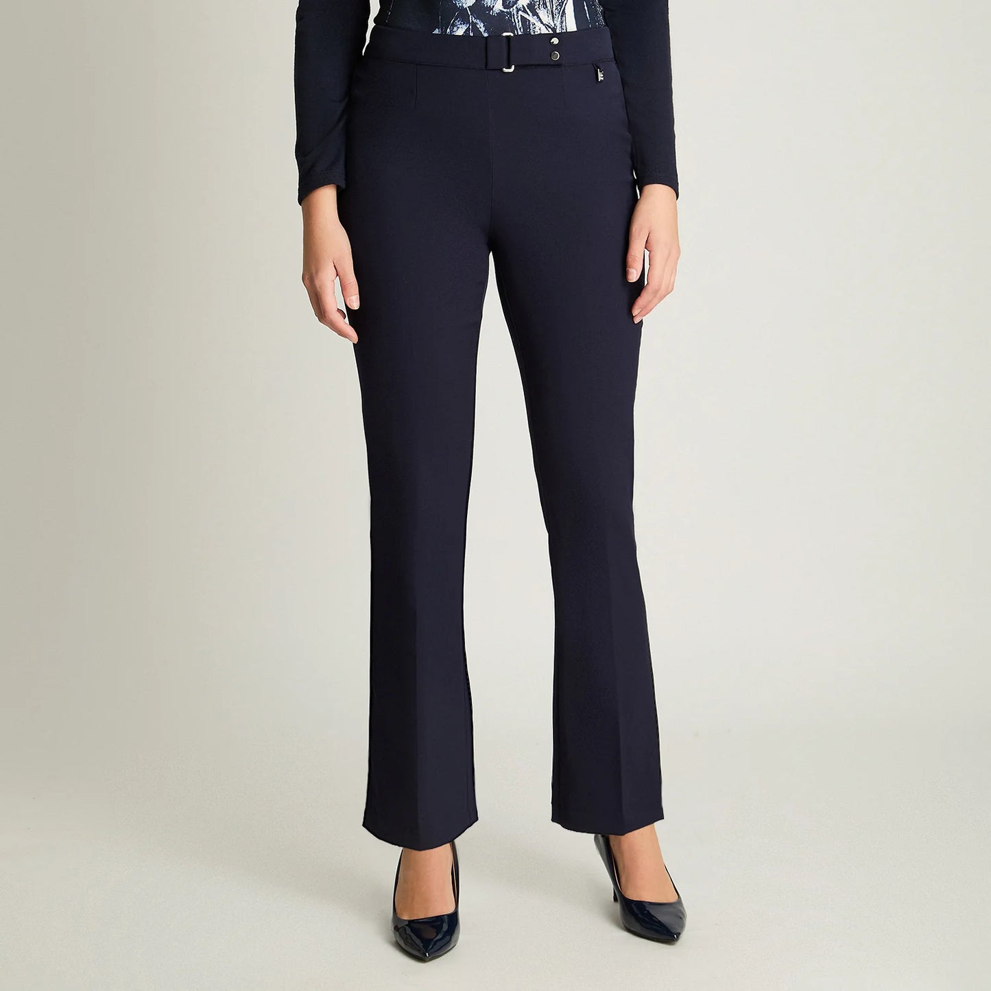 Pantalón Mujer Recto Con Pretina Trasera Elasticada Azul