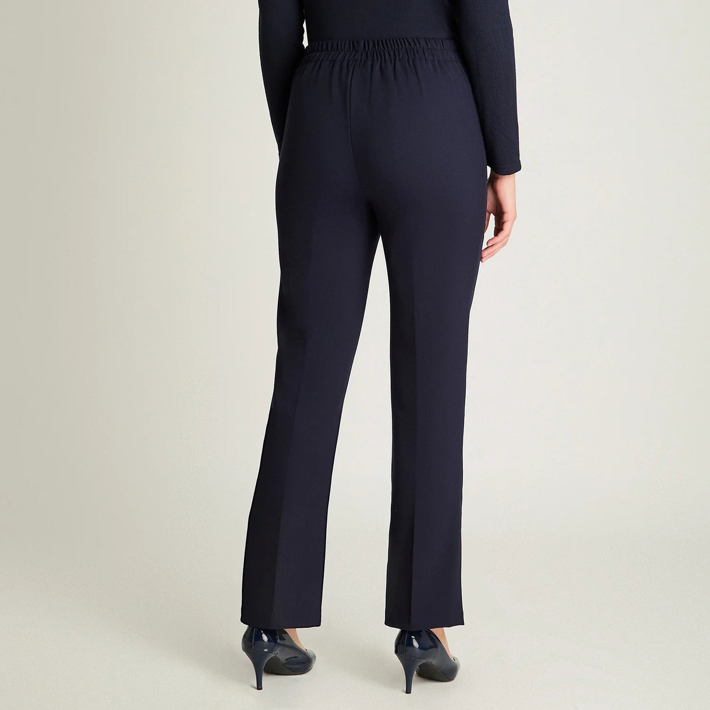 Pantalón Mujer Recto Con Pretina Trasera Elasticada Azul