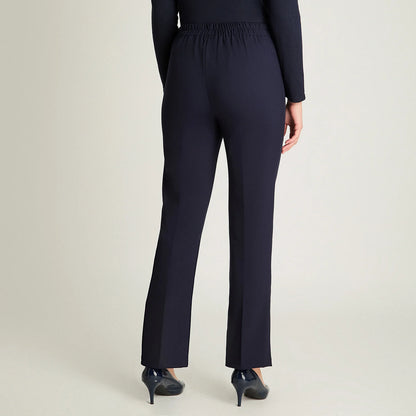 Pantalón Mujer Recto Con Pretina Trasera Elasticada Azul