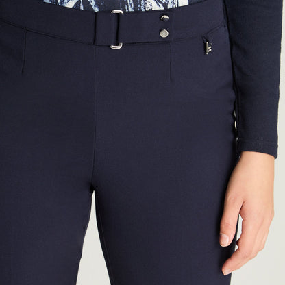 Pantalón Mujer Recto Con Pretina Trasera Elasticada Azul