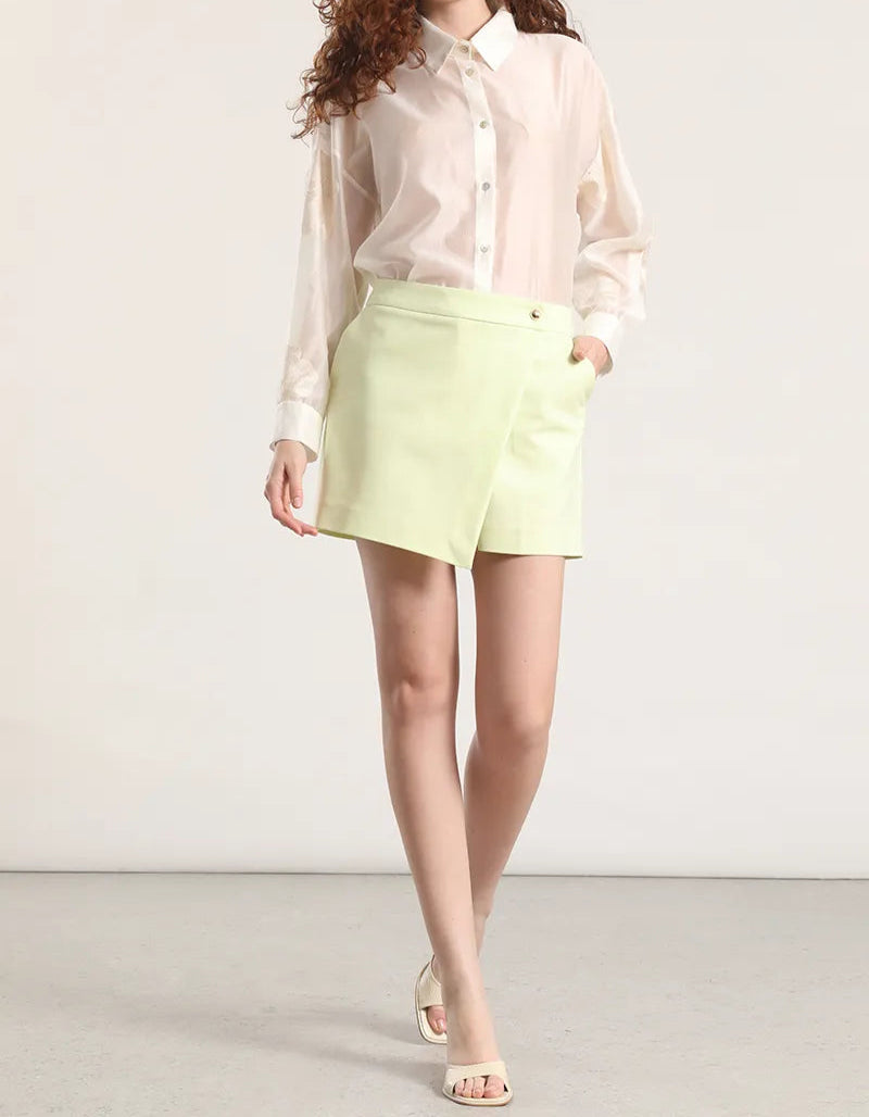 Falda Mujer Short Tiro Alto Pistacho