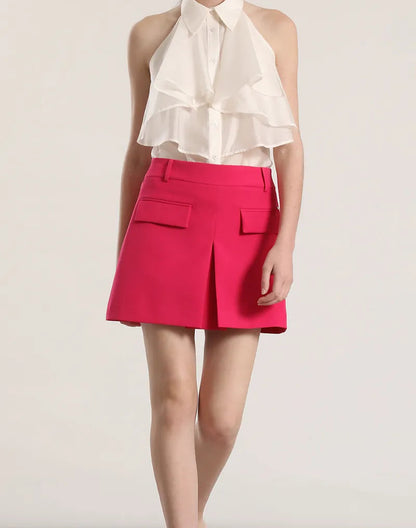 falda-short-mujer-pliegue-delantero-fresa