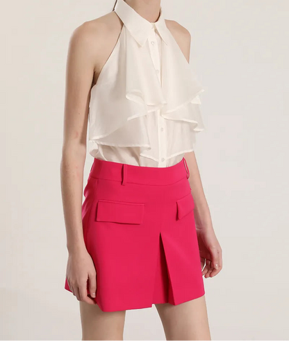 falda-short-mujer-pliegue-delantero-fresa