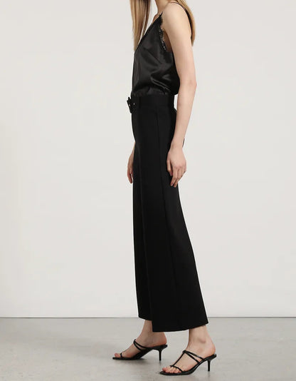 Pantalon Mujer Ancho Cinturon Roma Negro