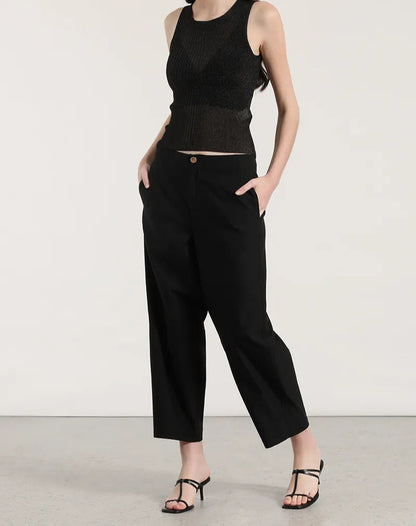 Pantalon Mujer Balloon Tiro Alto Negro