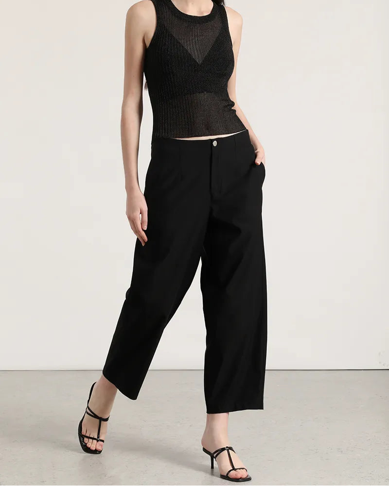 Pantalon Mujer Balloon Tiro Alto Negro