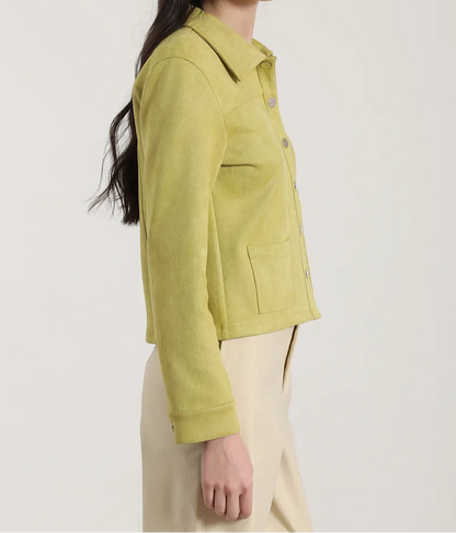 Chaqueta Mujer Efecto Gamuza Pistacho