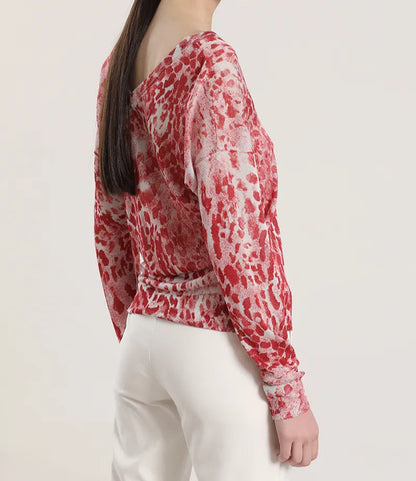 Sweater Mujer Tejido Punto Estampado Rosa