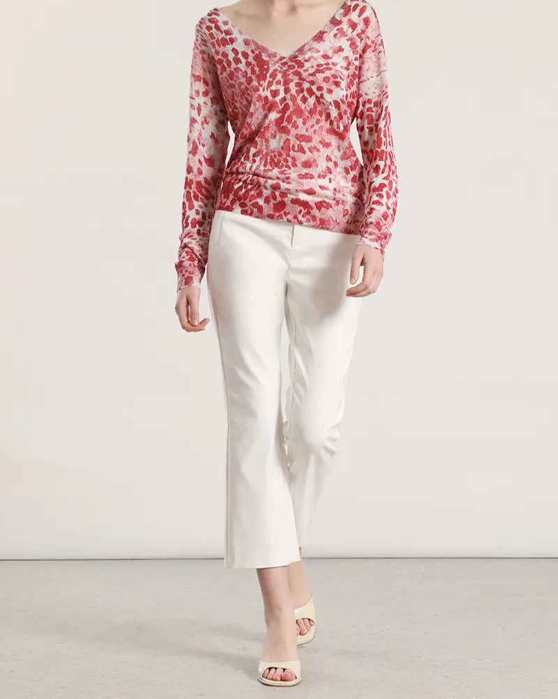 Sweater Mujer Tejido Punto Estampado Rosa