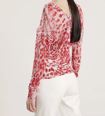Sweater Mujer Tejido Punto Estampado Rosa