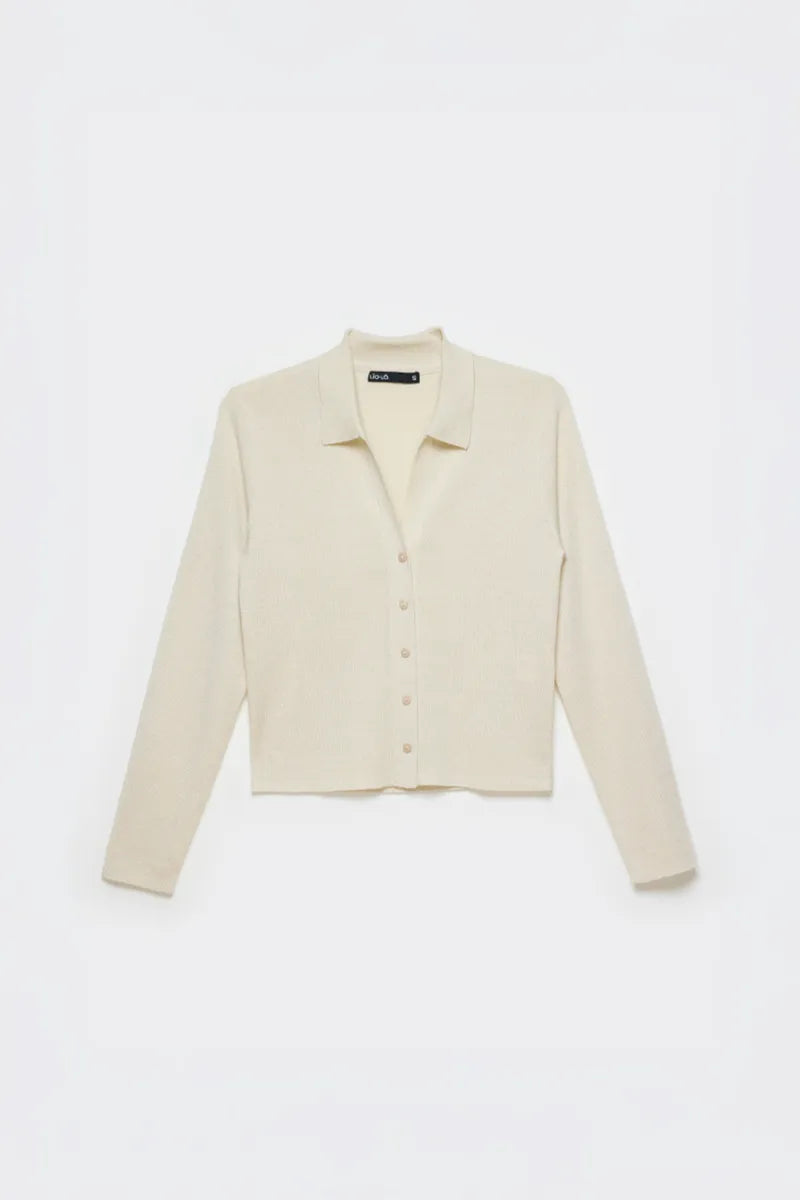 Cardigan Mujer Tejido Punto Metalizado Beige