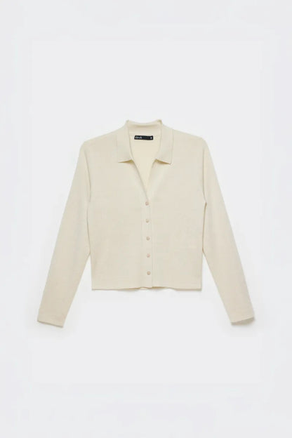 Cardigan Mujer Tejido Punto Metalizado Beige