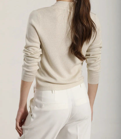 Cardigan Mujer Tejido Punto Metalizado Beige