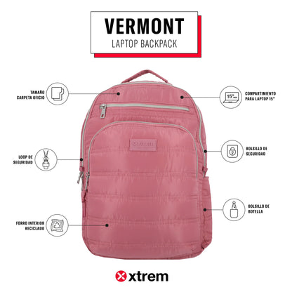 Mochila para notebook 15" Vermont rosada/plateada