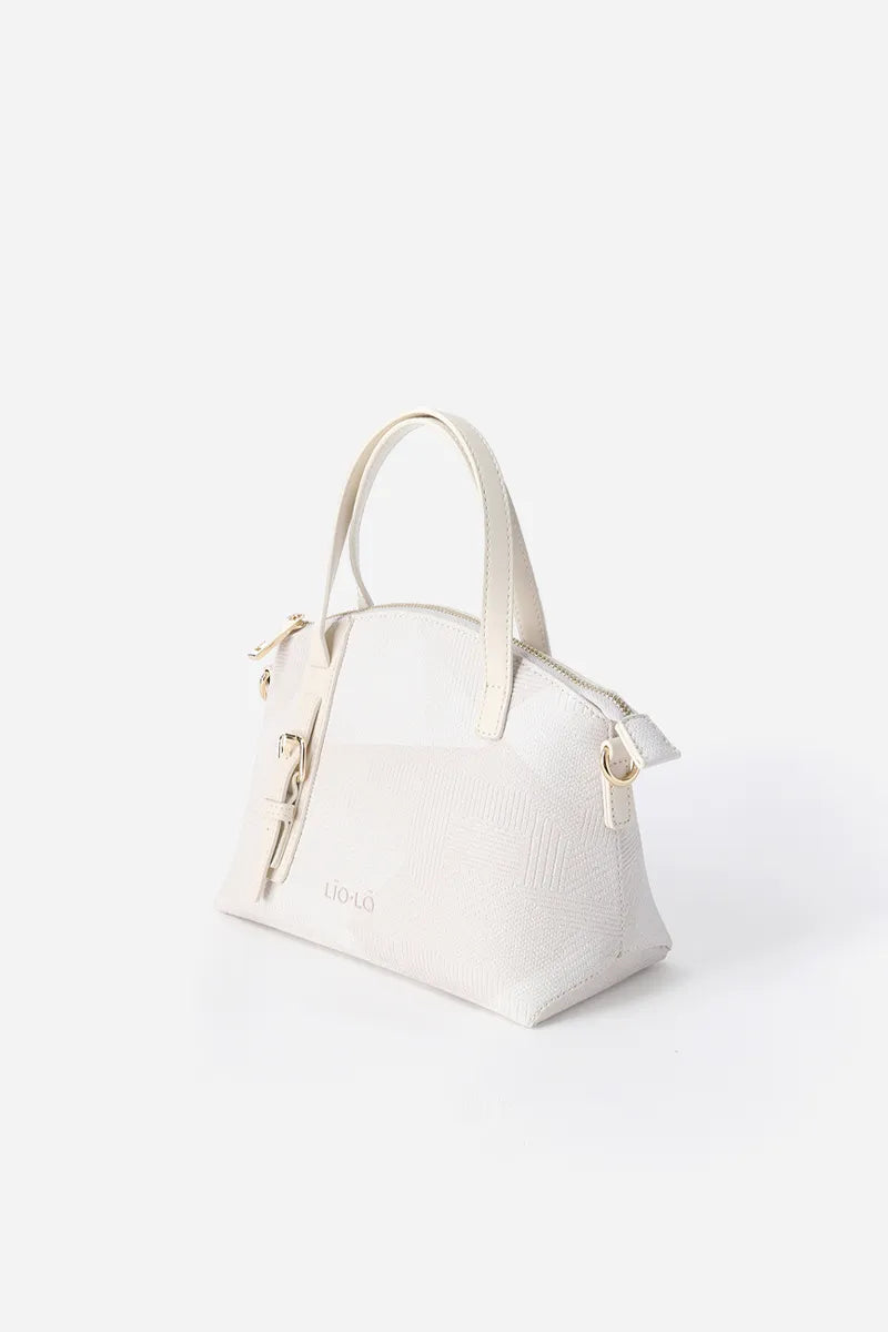 Cartera Mujer Mediana Textura Engomada Fantasía Beige