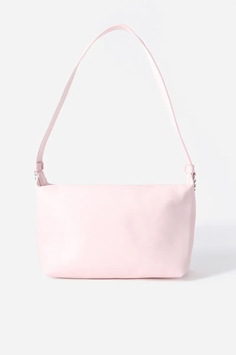 Cartera Mujer Grande Cadena Frontal Simil Cuero Rosa