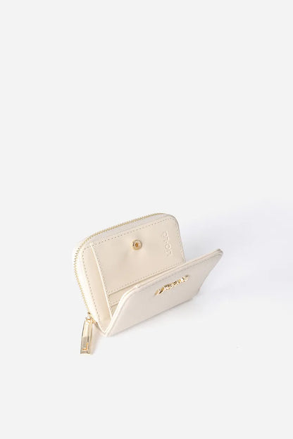 Billetera Mujer Pequeña Simil Cuero Beige