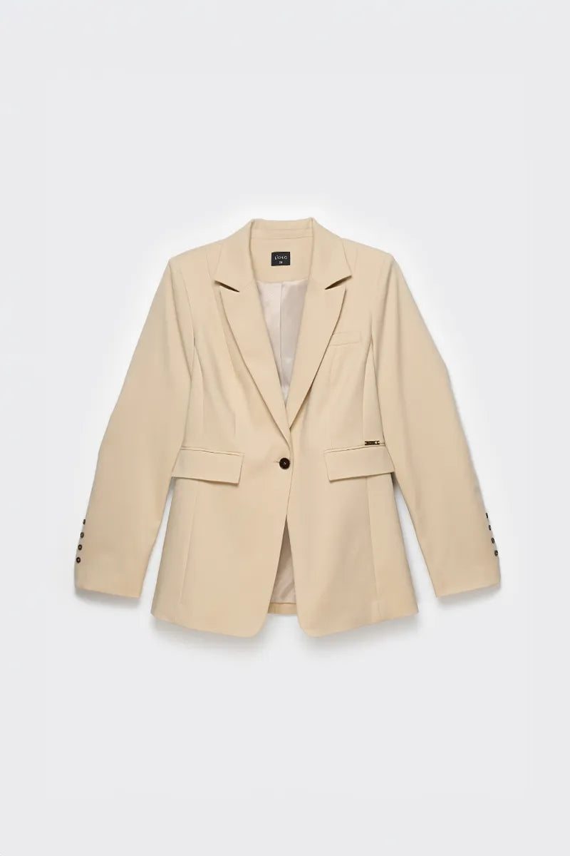 Blazer Mujer Entallado Clasico Beige