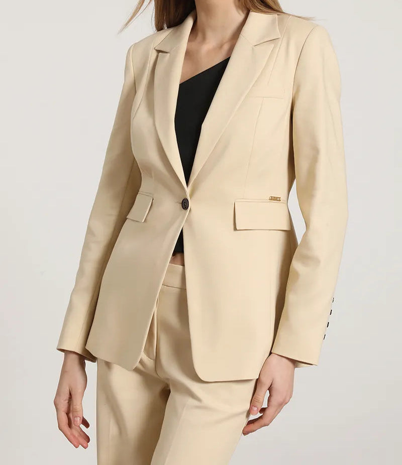 Blazer Mujer Entallado Clasico Beige