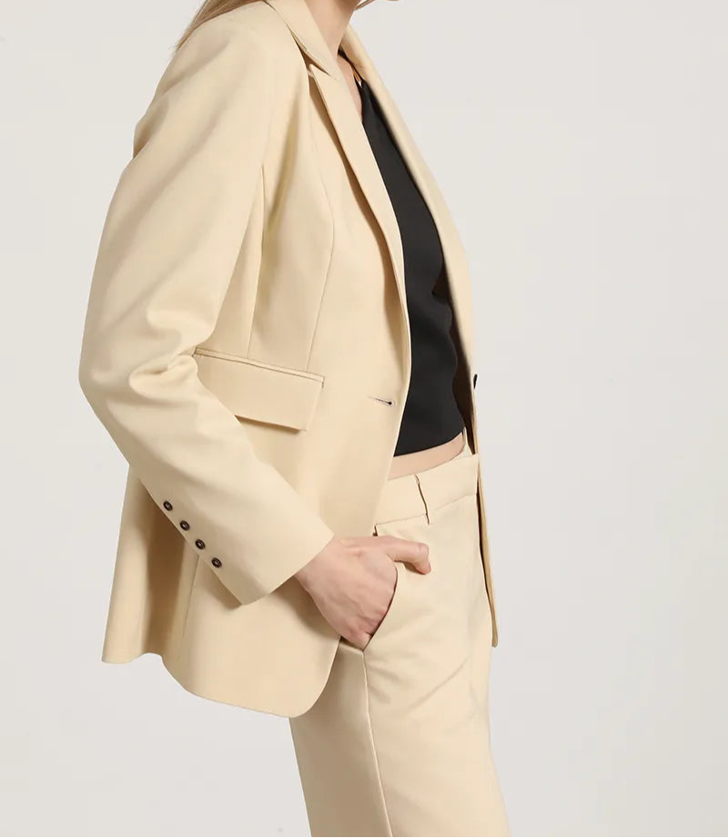 Blazer Mujer Entallado Clasico Beige