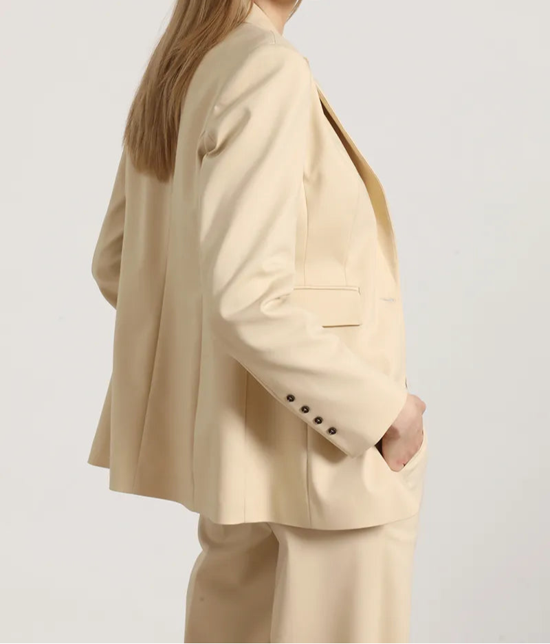 Blazer Mujer Entallado Clasico Beige