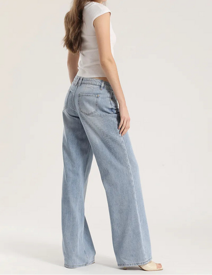 Jeans Palazzo Relax tiro Medio Denim Celeste