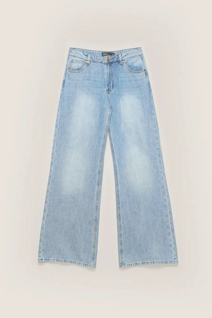 Jeans Palazzo Relax tiro Medio Denim Celeste