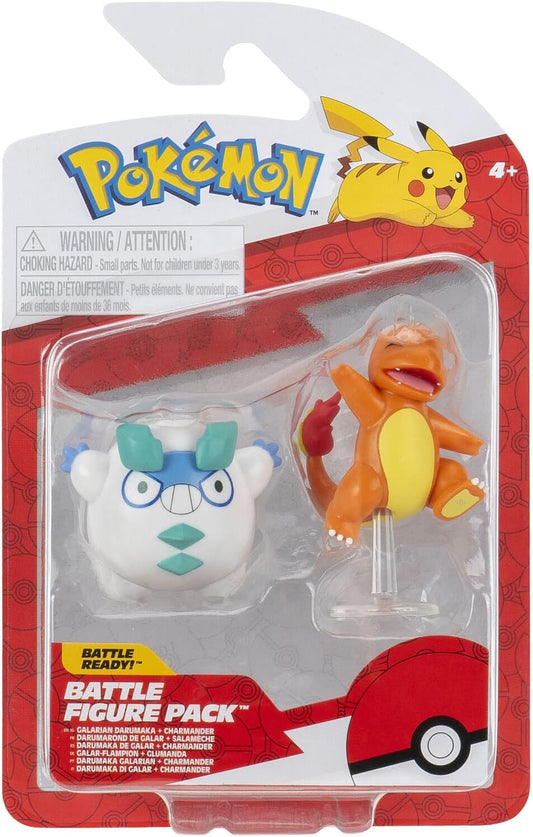 Pokemon Battle ready! Set 2 Figuras Galarian Darumaka + Charmander