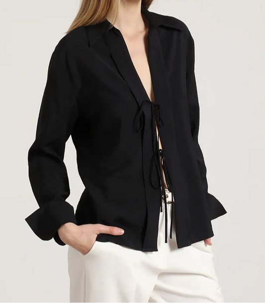 Blusa Mujer Amarras Negro