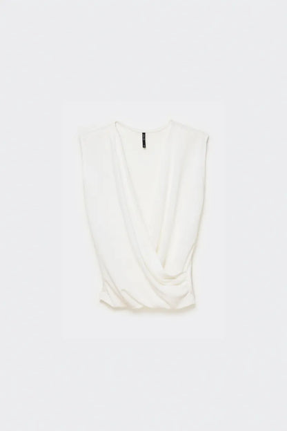 Polera Mujer Top Cruzado Crudo