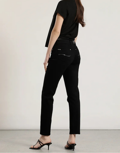 Jeans Mujer Color Skinny Push Up Tiro Medio Negro